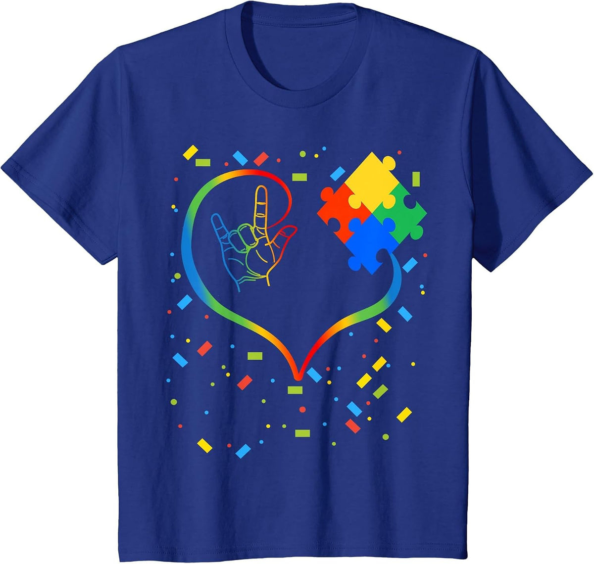 Autism Awareness Special Ed Teacher ASL Sign Language T-Shirt - Royal Blue