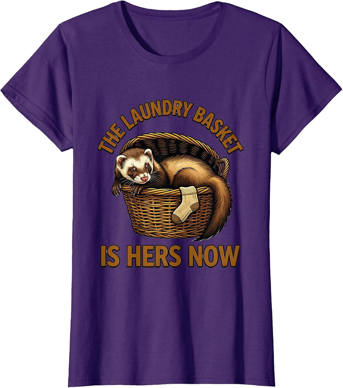 Women's The Laundry Basket Is Hers Now Funny Ferret Lover Christmas T-Shirt - Purple