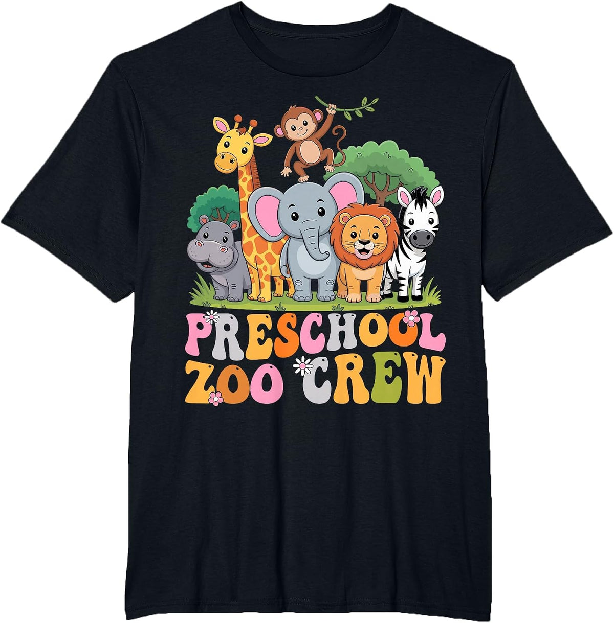 Preschool Zoo Crew Safari Animal Pre-K Teacher Student T-Shirt - Black