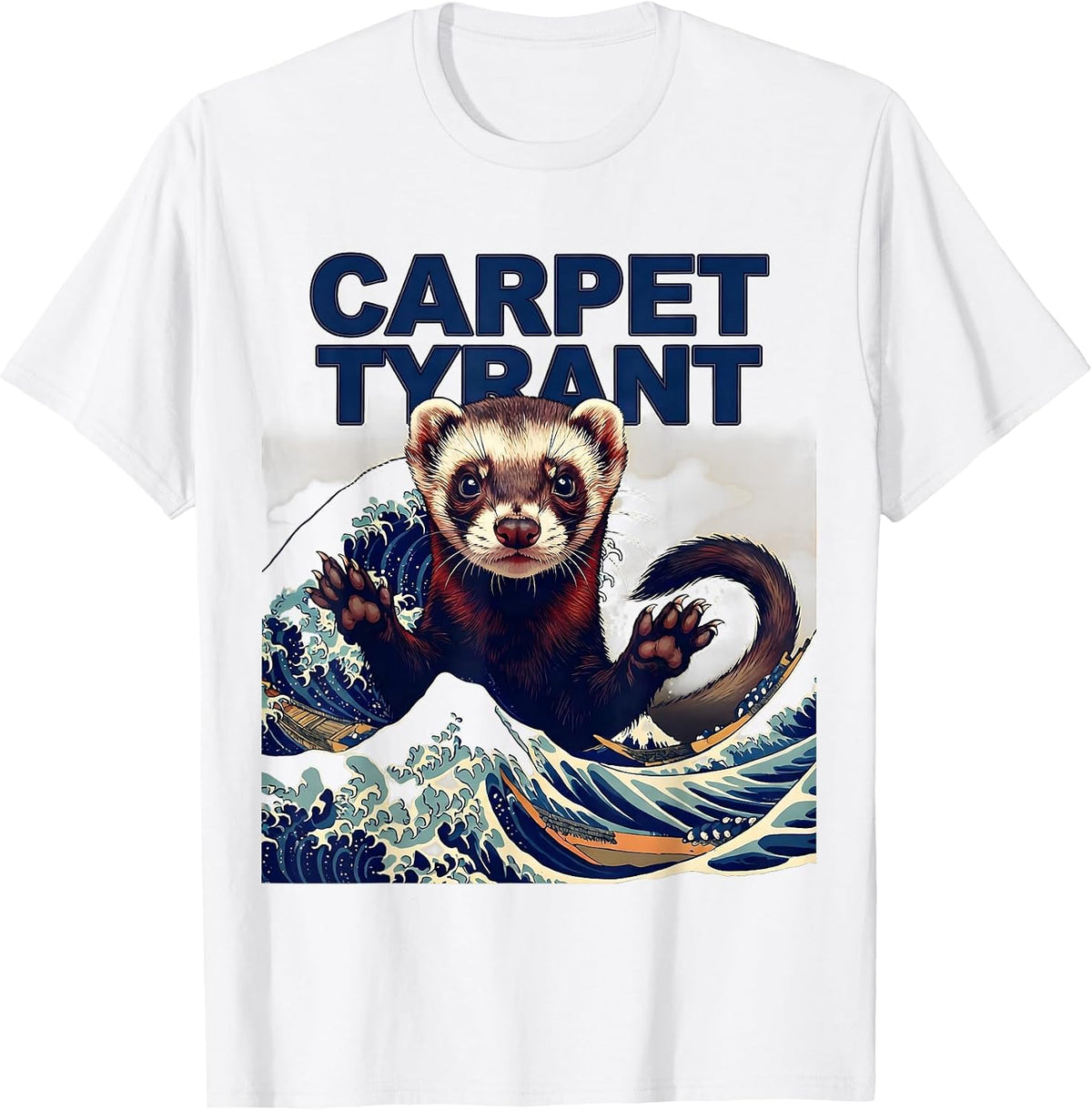 Men's Carpet Tyrant Ukiyo-e Ferret Lover Gift T-Shirt - White