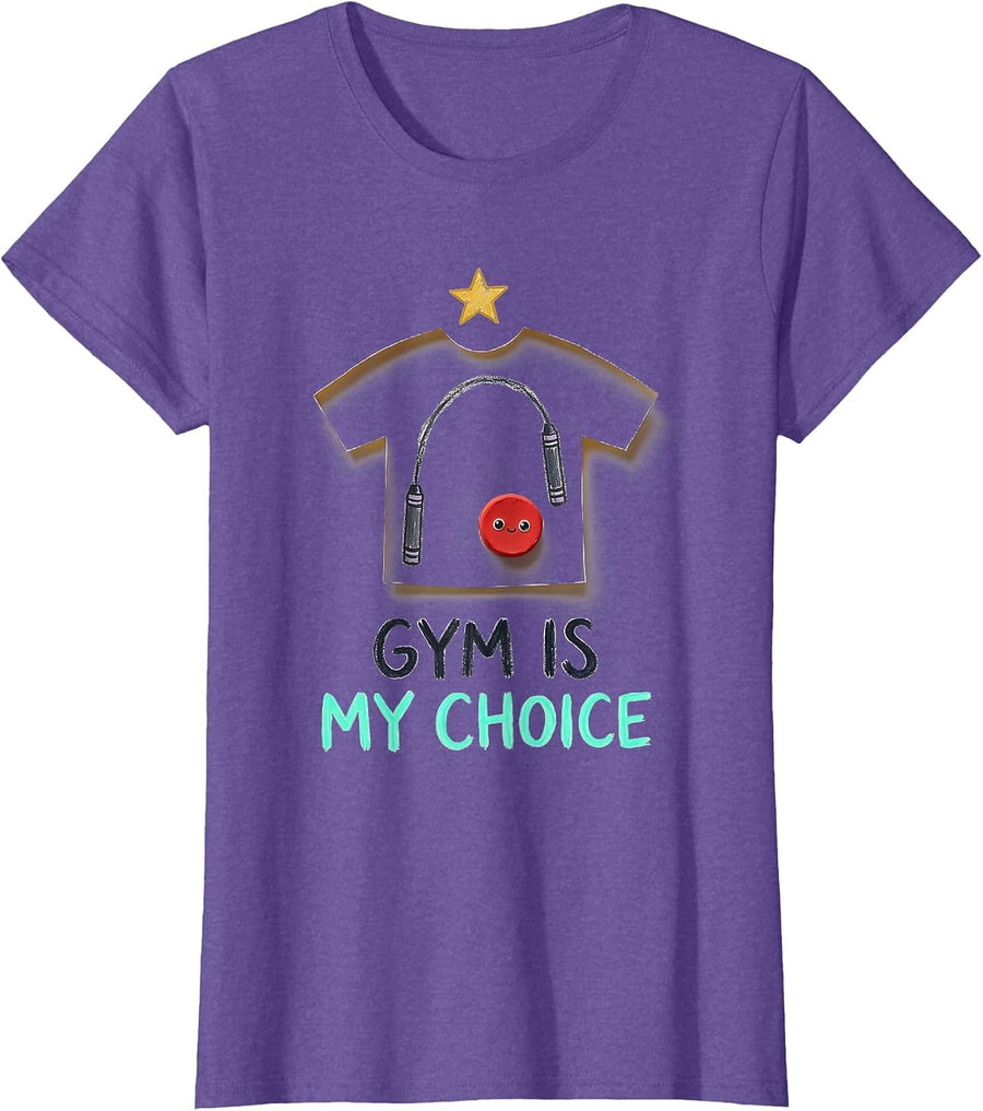 Gym Is My Choice Kawaii Doodle PE Teacher Back To School T-Shirt - Purple Heather