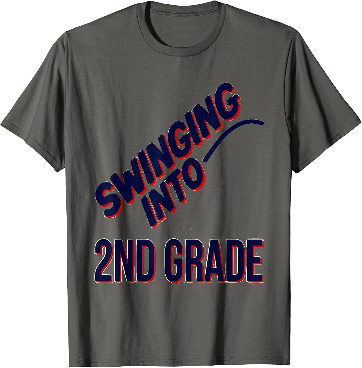 Men's Swinging Into 2nd Grade Energetic Back To School Baseball T-Shirt - Asphalt Grey