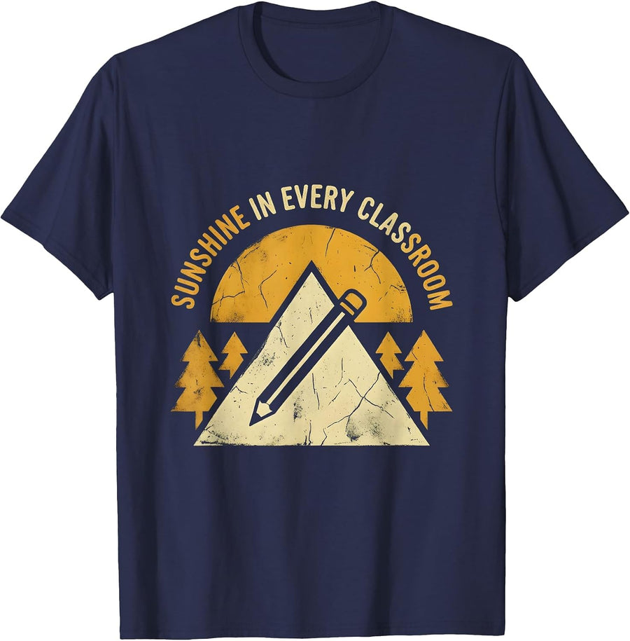 Sunshine In Every Classroom Kindergarten Teacher T-Shirt - Navy Blue