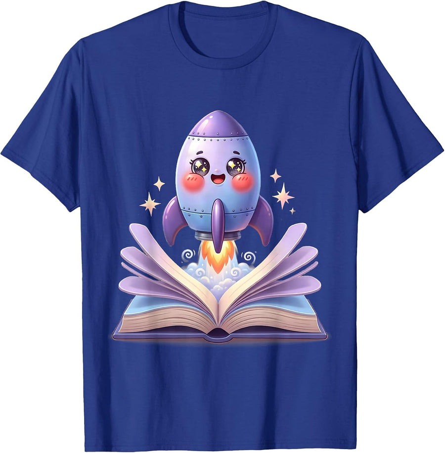 ADHD Awareness Rocket Book Launch Illustration T-Shirt - Royal Blue