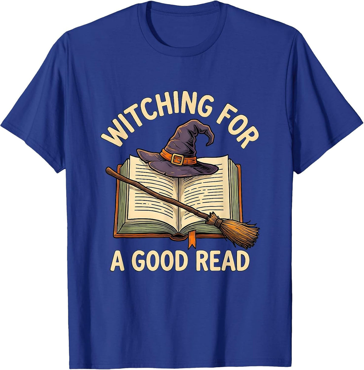 Witching For A Good Read Funny Book Lover Halloween Reader T-Shirt - Royal Blue