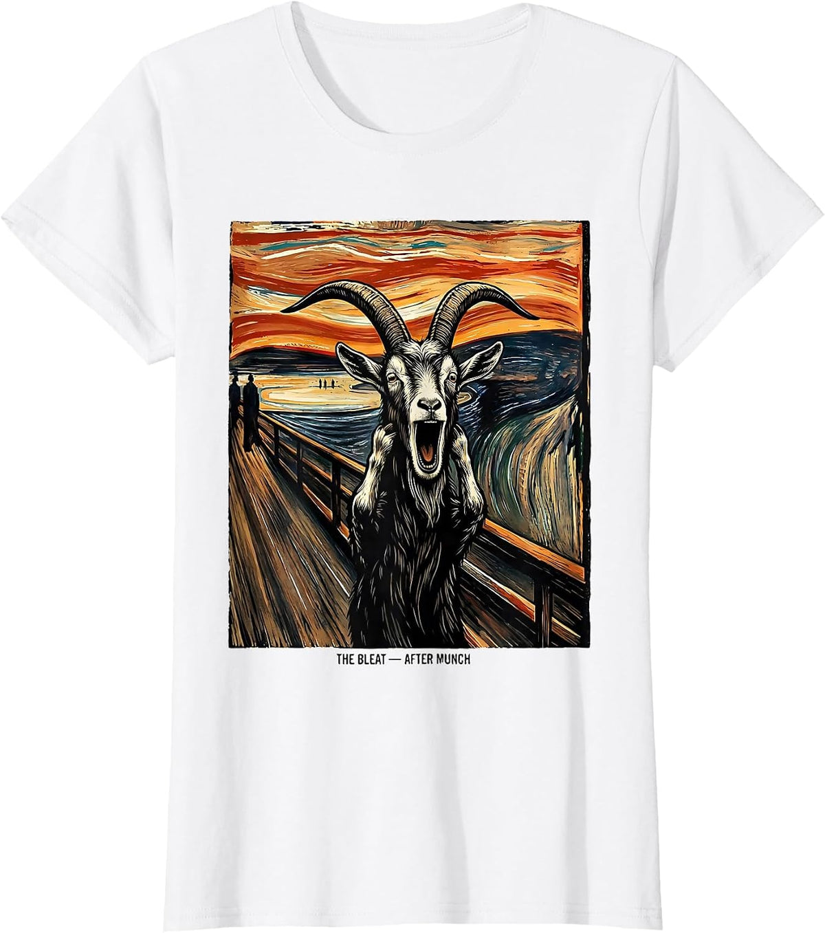 The Bleat — After Munch Linocut Art Lover Vintage Painting T-Shirt - White