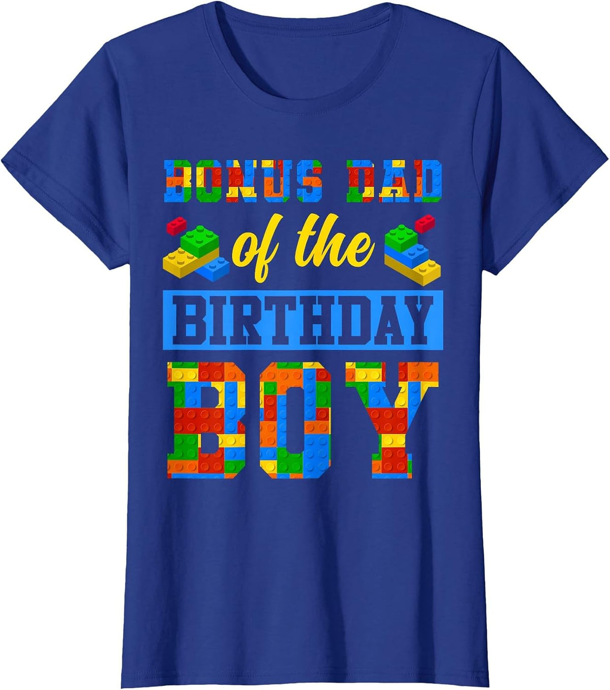 Bonus Dad of The Birthday Boy Building Block Bday Party T-Shirt - Royal Blue