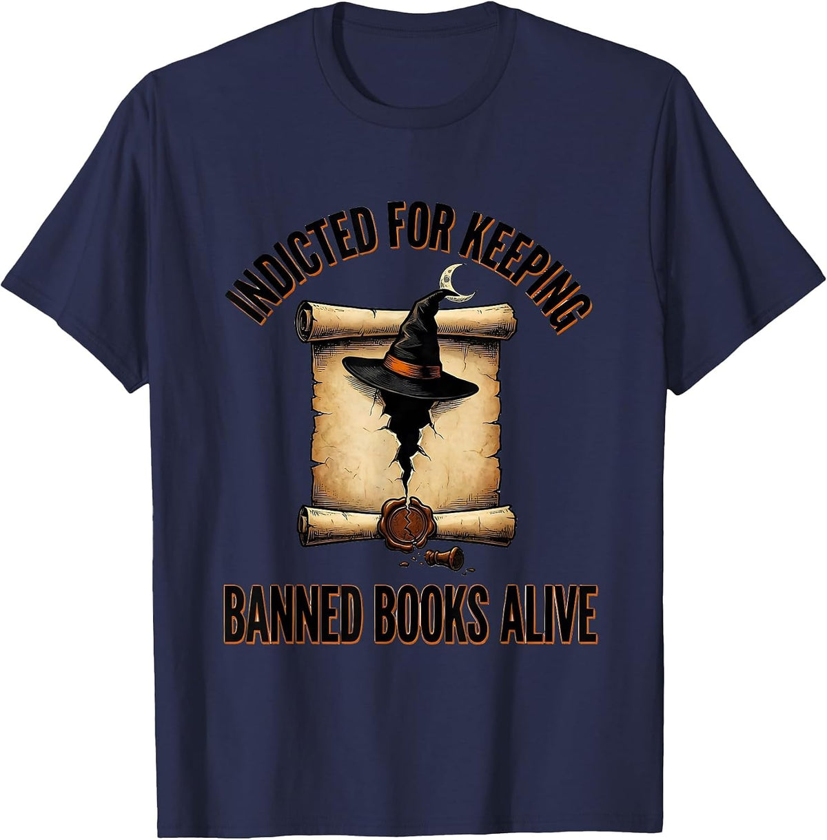 Indicted For Keeping Banned Books Alive Witch T-Shirt - Navy Blue