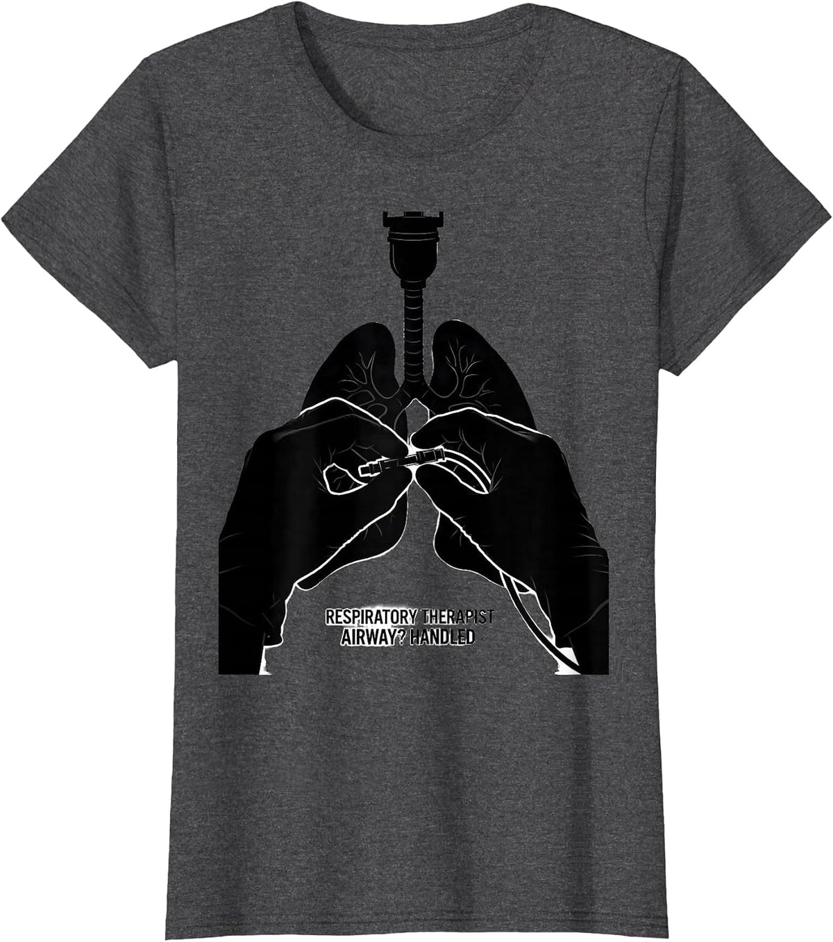 Women's Respiratory Therapist Airway Handled RT T-Shirt - Dark Heather Grey
