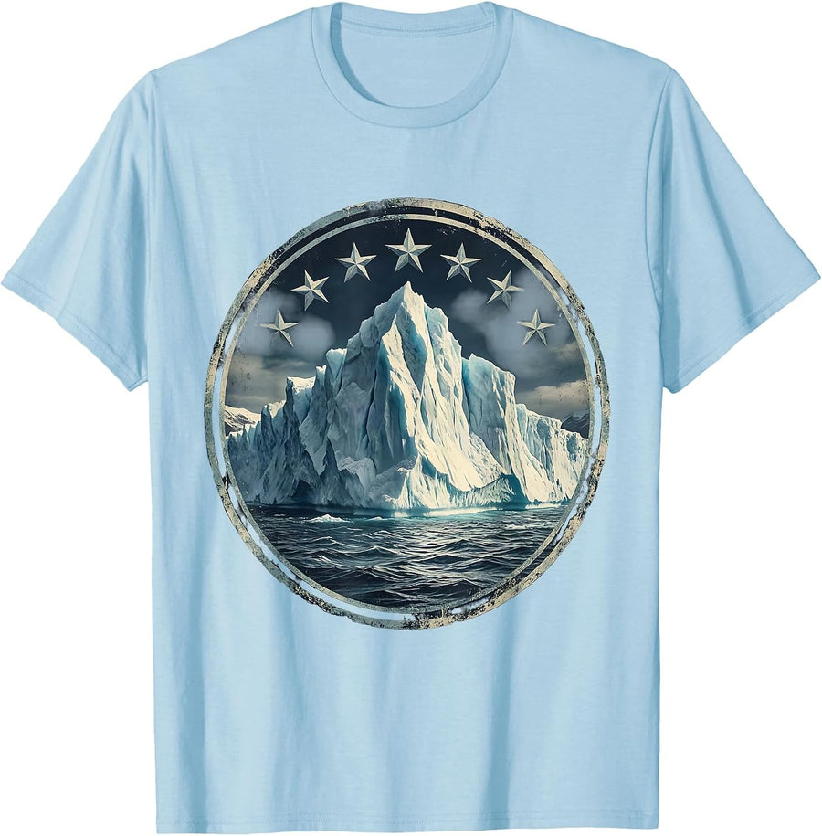 Men's Iceberg Starry Night Sky Cruise Design T-Shirt - Baby Blue