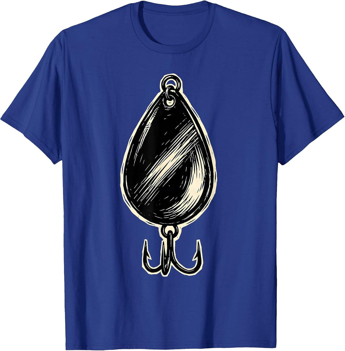 Men's Fishing Lure Treble Hook Graphic Tee T-Shirt - Royal Blue