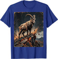 Hawaiian Mountain Goat Volcanic Ridge Graphic T-Shirt - Royal Blue