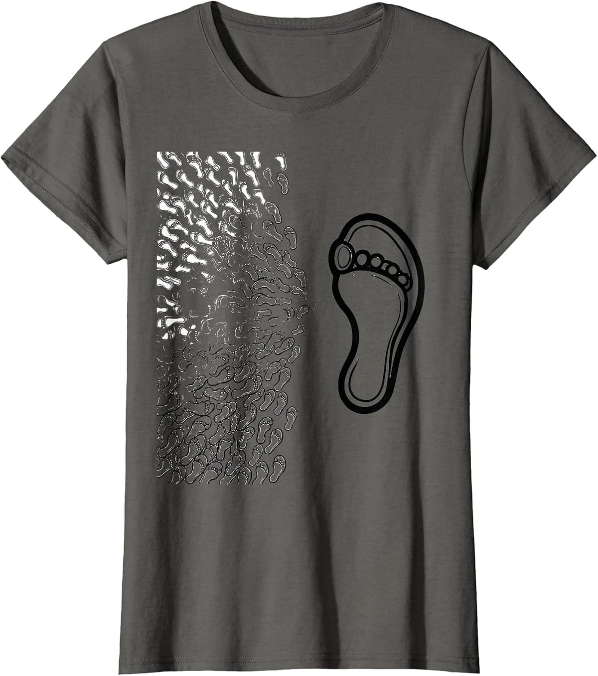 Women's Sneaker Footprints Whistle PE Teacher Back To School T-Shirt - Asphalt Grey