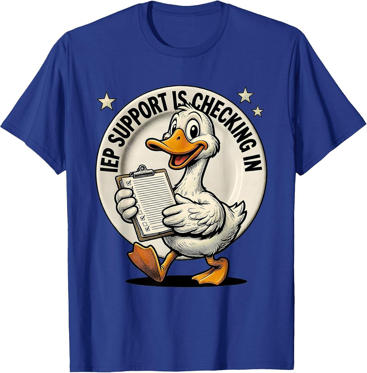 IEP Support Is Checking In Retro Cartoon Special Education T-Shirt - Royal Blue