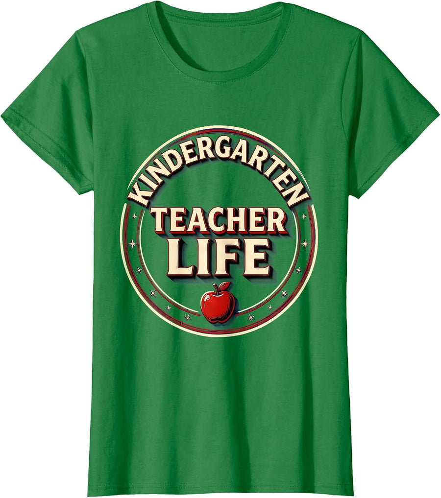 Women's Kindergarten Teacher Life Back to School Design T-Shirt - Kelly Green