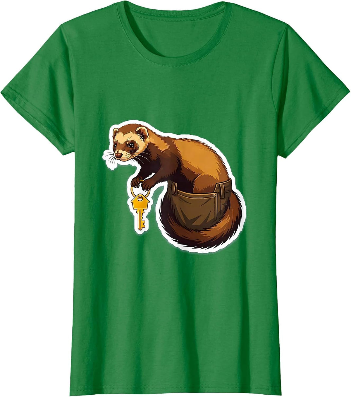 Women's Ferret Hauling Key Funny Ferret Lover Gift T-Shirt - Kelly Green