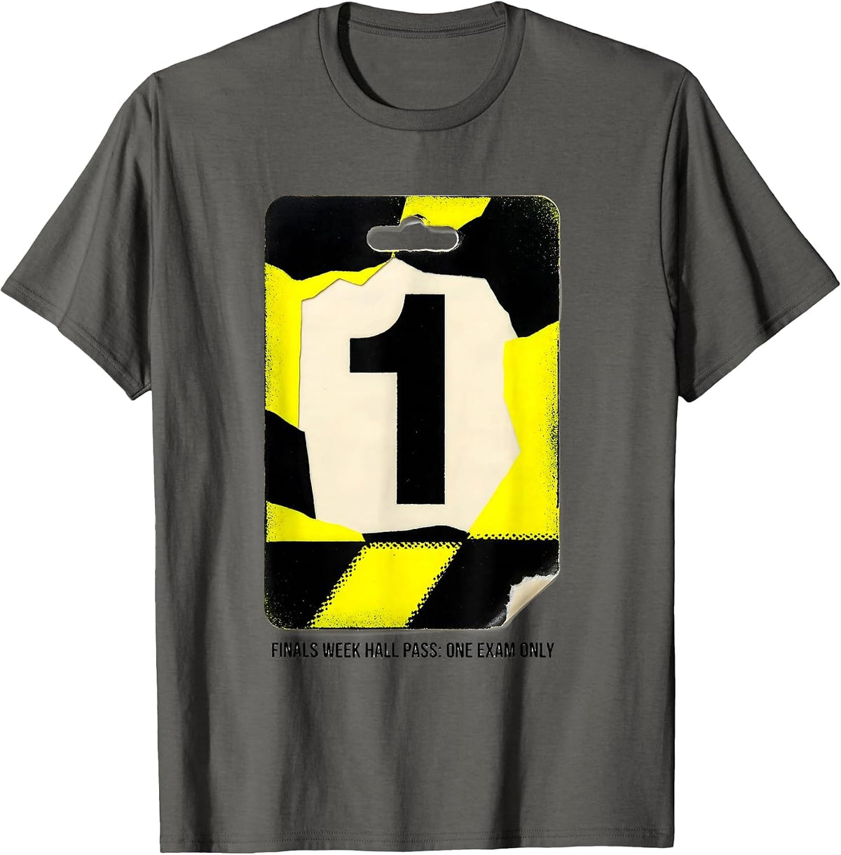Men's Finals Week Hall Pass One Exam Only Funny College Student T-Shirt - Asphalt Grey