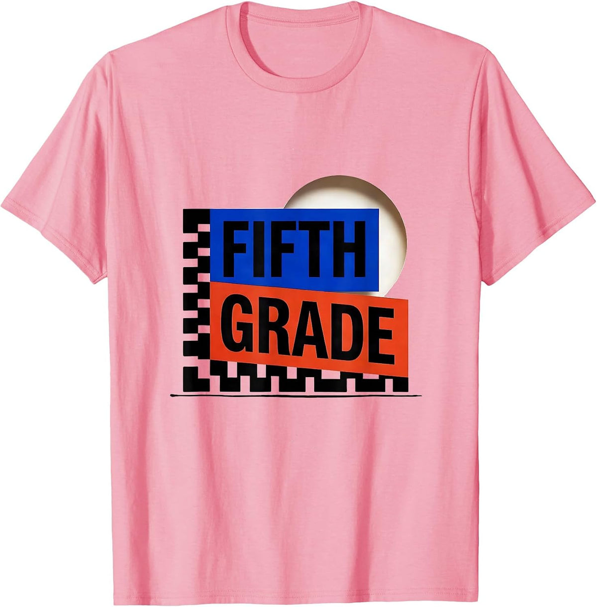 Men's Fifth Grade Geometric Retro Teacher Student Back To School T-Shirt - Pink
