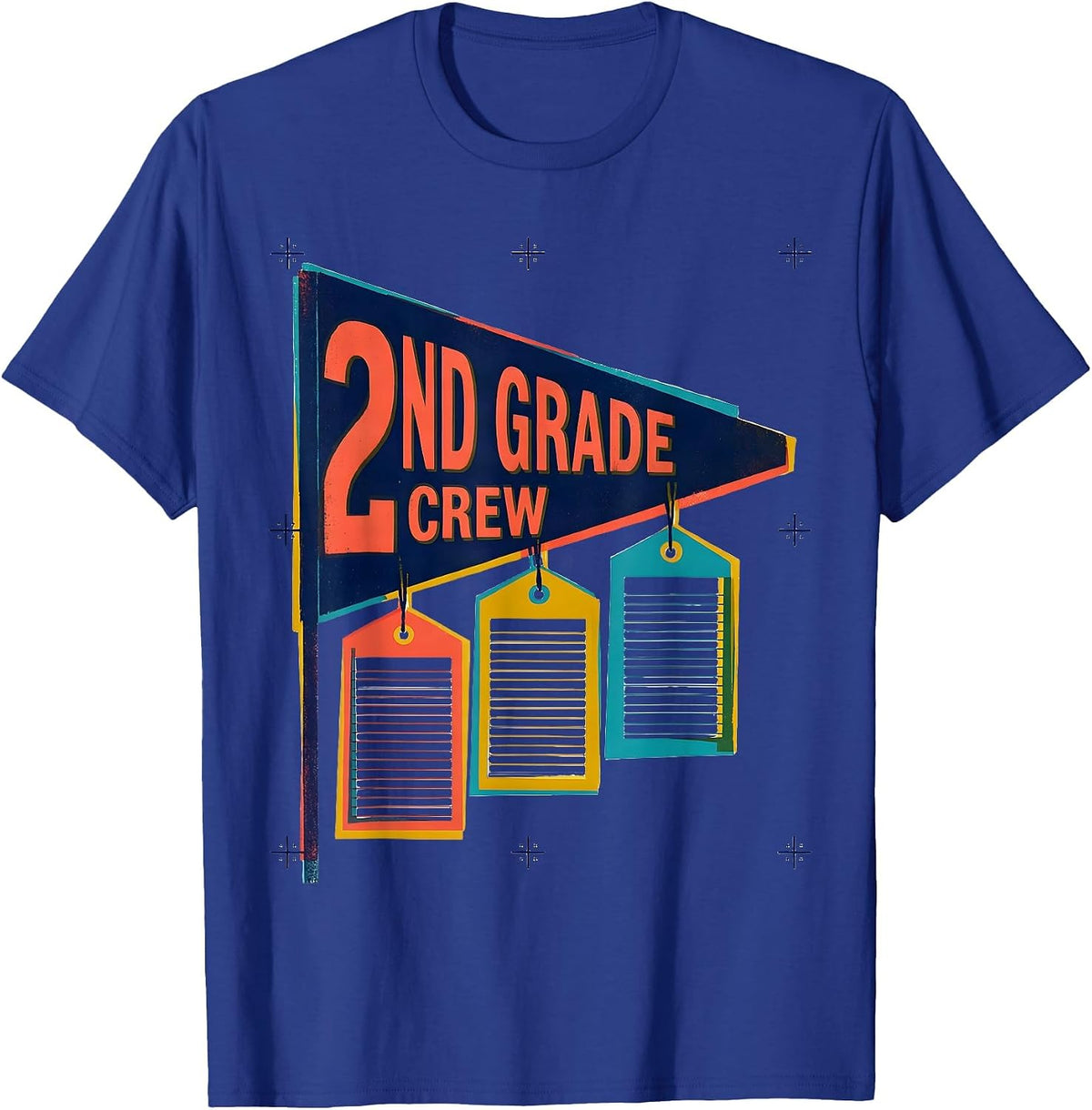 Men's 2nd Grade Crew Playful Back To School Student Teacher Team T-Shirt - Royal Blue