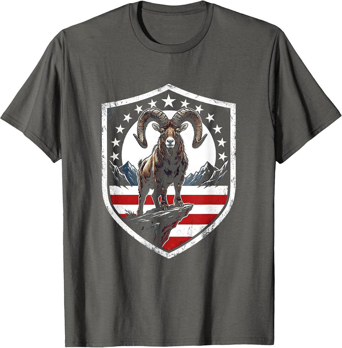Men's Mountain Goat Cliff Ledge Freedom Long Sleeve T-Shirt - Asphalt Grey