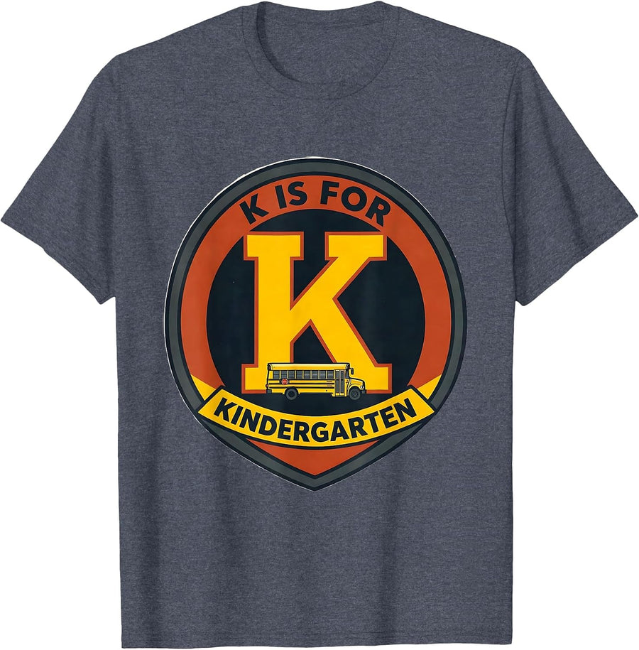 K Is For Kindergarten Teacher Back To School Cheerful Screen T-Shirt - Heather Blue