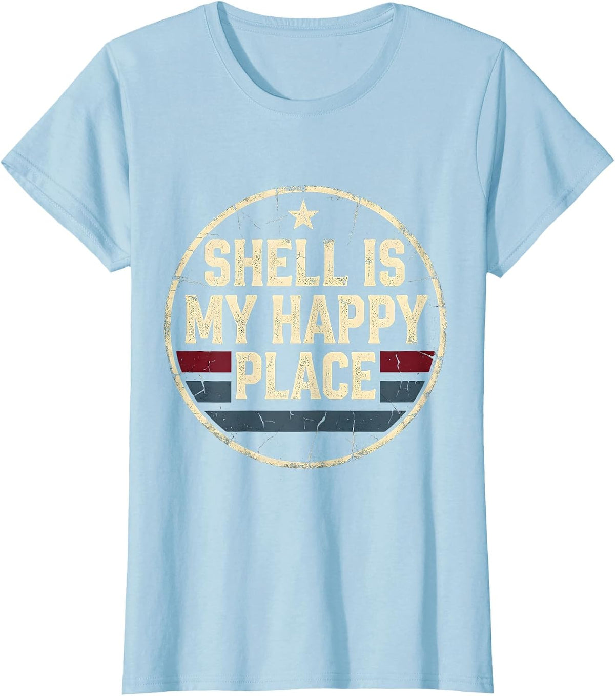 Shell Is My Happy Place Turtle Lover Design T-Shirt - Baby Blue