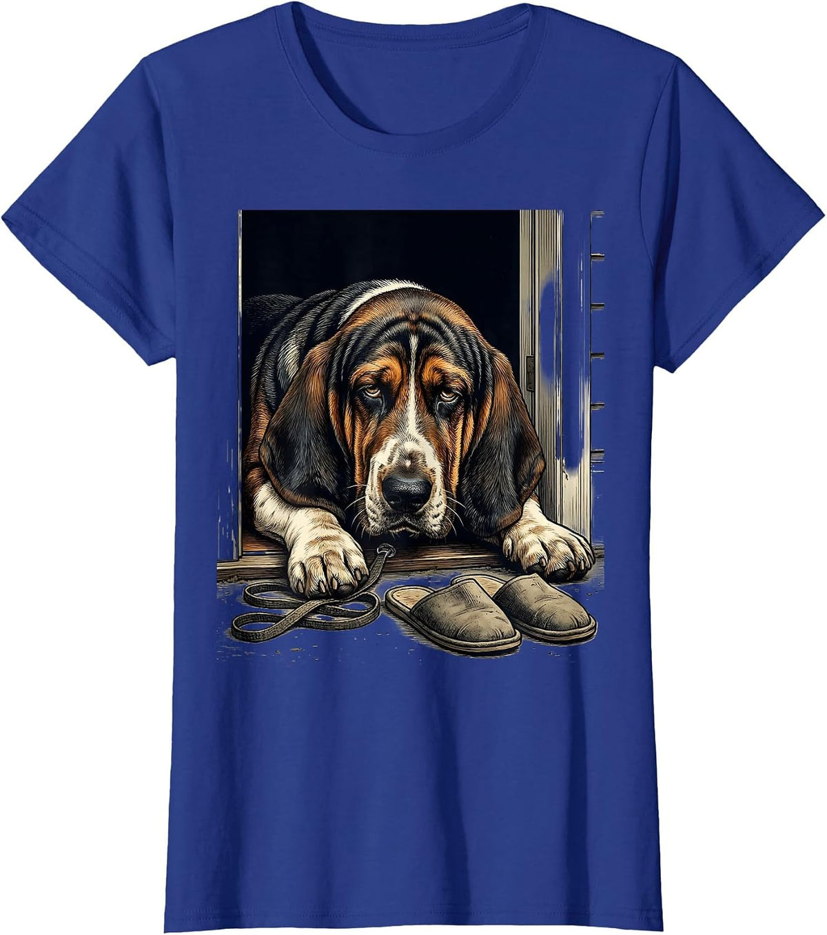 Women's Basset Hound Vintage Dog Lover Humor T-Shirt - Royal Blue