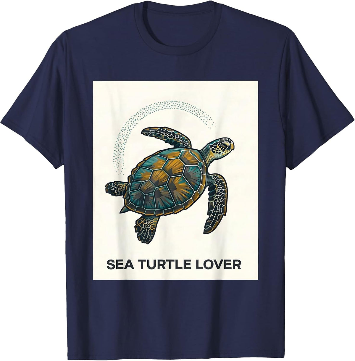 Sea Turtle Lover Midcentury Modern Ocean Animal Beach Art T-Shirt - Navy Blue