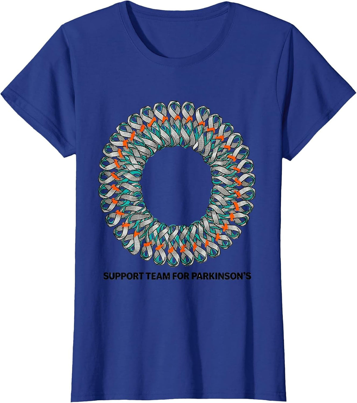 Women's Support Team For Parkinson's Awareness Ribbon Support Squad T-Shirt - Royal Blue