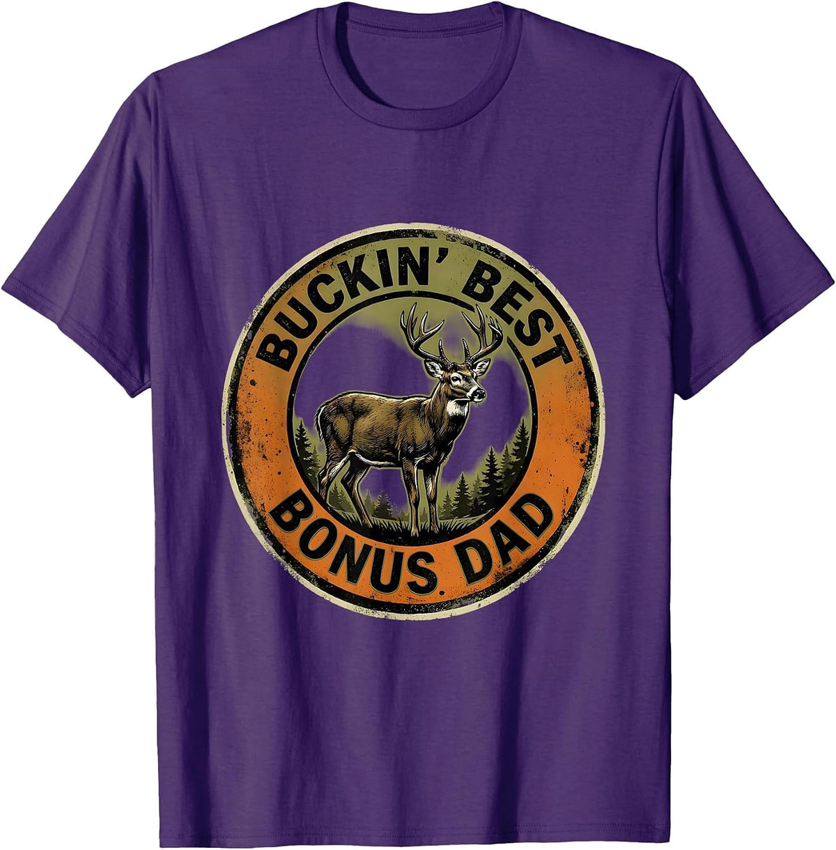 Men's Buckin Best Bonus Dad Funny Hunting Dad Deer Hunter Humor T-Shirt - Purple