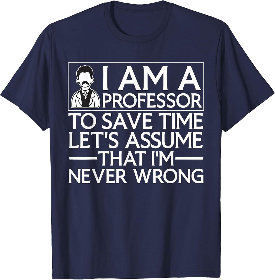 Cute Professor Design for Men Women School College Professor T-Shirt - Navy Blue