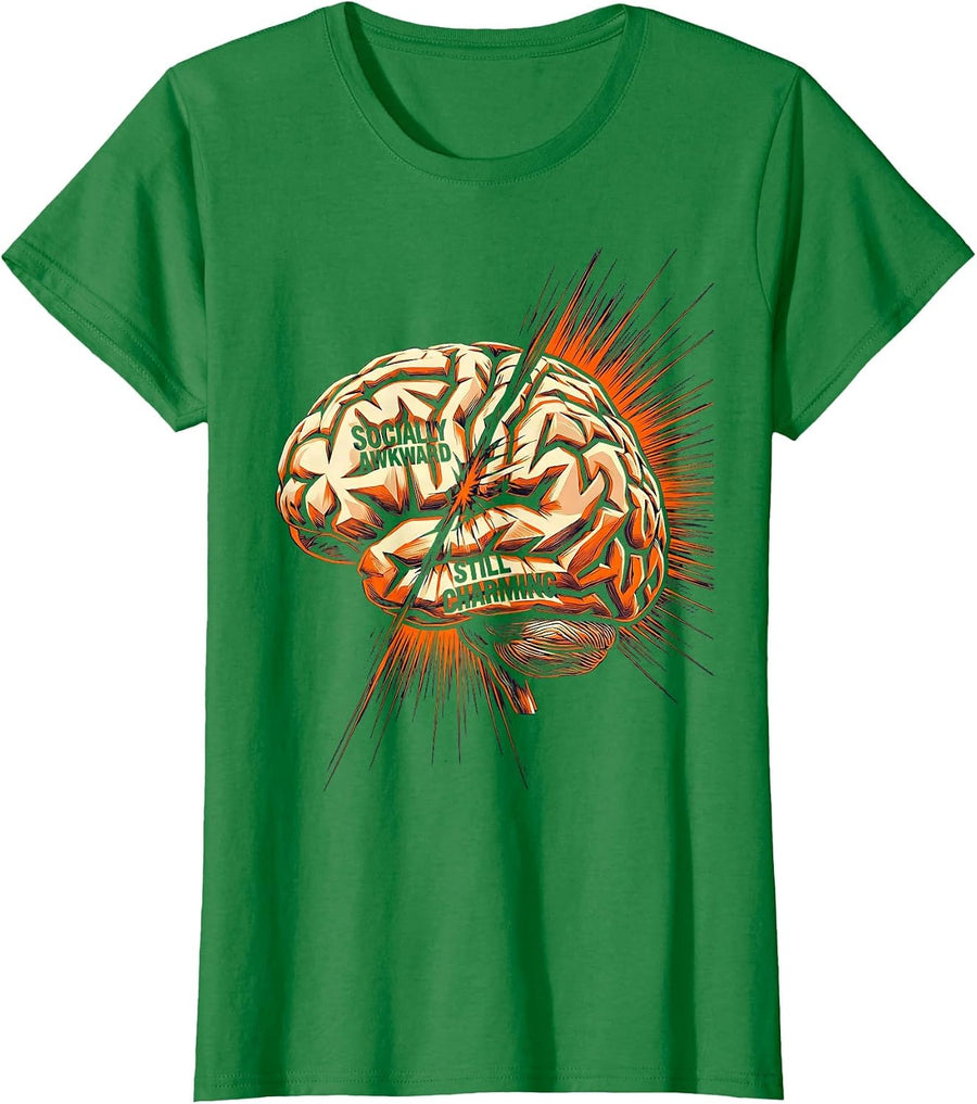 Women's Rizz Em With The Tism Socially Awkward Design T-Shirt - Kelly Green