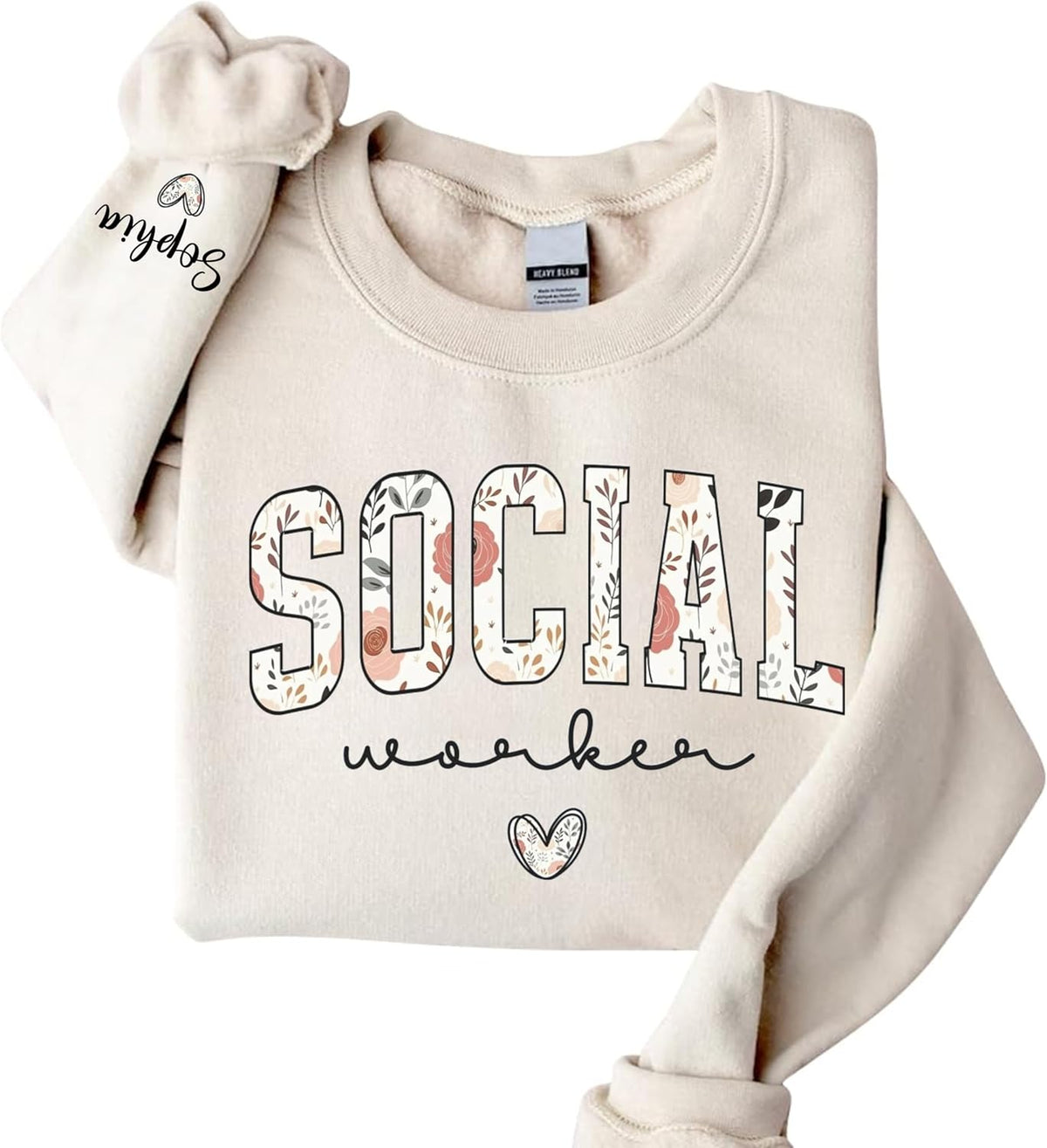 Custom Floral Social Worker Sweatshirt,Gifts For Social Worker,Therapist Sweater,Social Worker School Sweater - Style 2