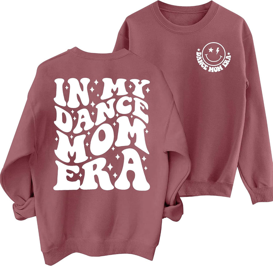 Mama Sweatshirt for Women in My Dance Mom Era Sweatshirts Dance Mom Crewneck Long Sleeve Casual Pullovers Top - Pink