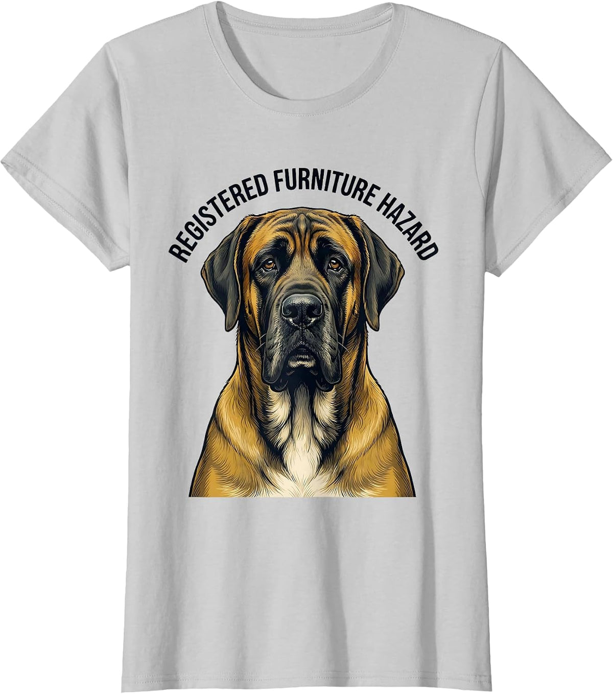 Women's Registered Furniture Hazard Funny Great Dane Dog Lover Meme T-Shirt - Silver Grey