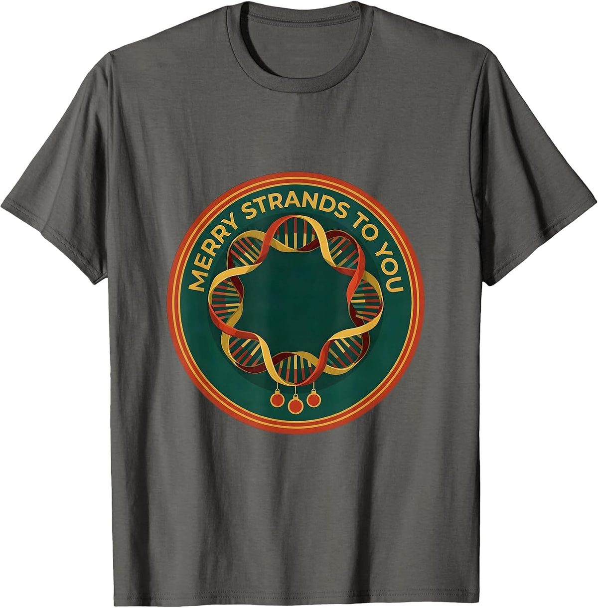Merry Strands To You Funny Science Teacher DNA Helix T-Shirt - Asphalt Grey
