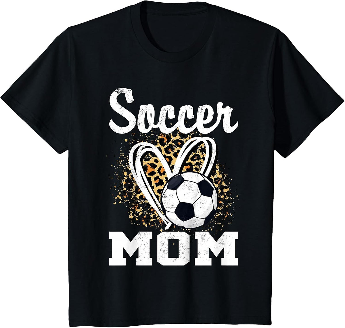 Soccer Mom Leopard Heart T-Shirt - Black
