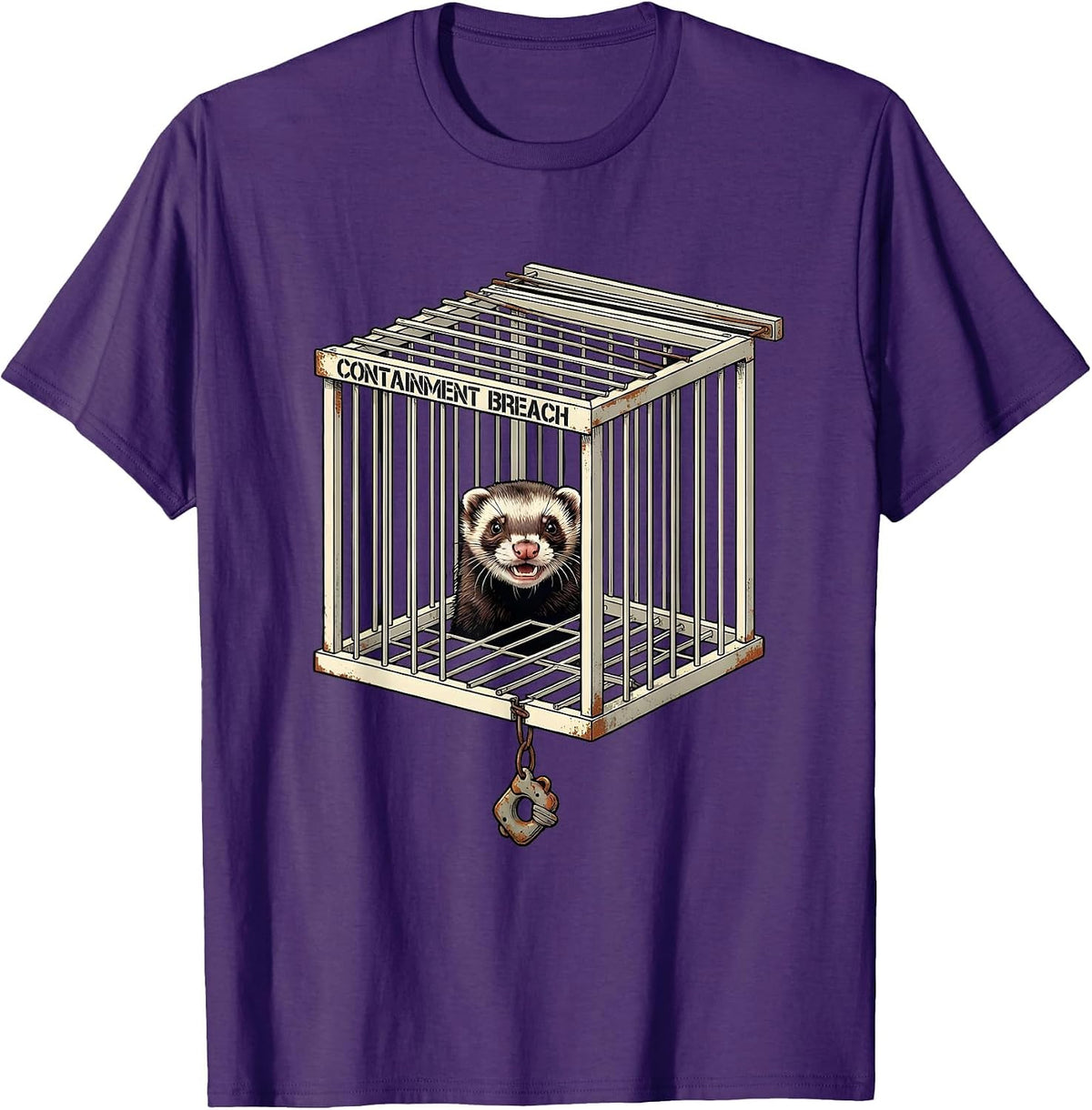 Containment Breach Ferret Lover Funny Gift Ferret Owner T-Shirt - Purple