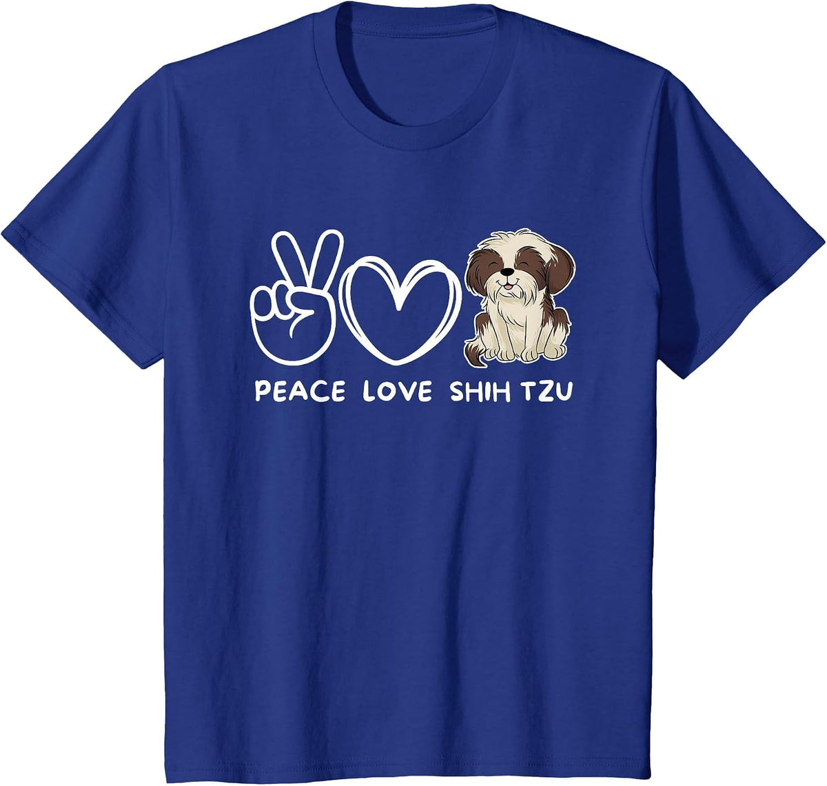 Peace, Love Shih Tzu Retro Shih Tzu Lover T-Shirt - Royal Blue