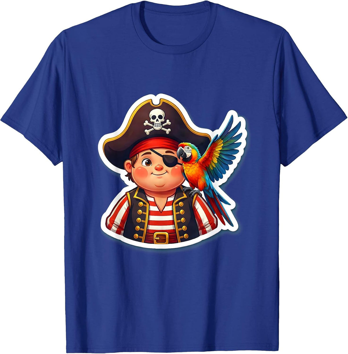 Men's Kid Pirate with Parrot on Shoulder Graphic T-Shirt - Royal Blue