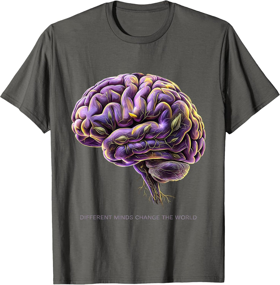 Different Minds Change The World Autism Design T-Shirt - Asphalt Grey