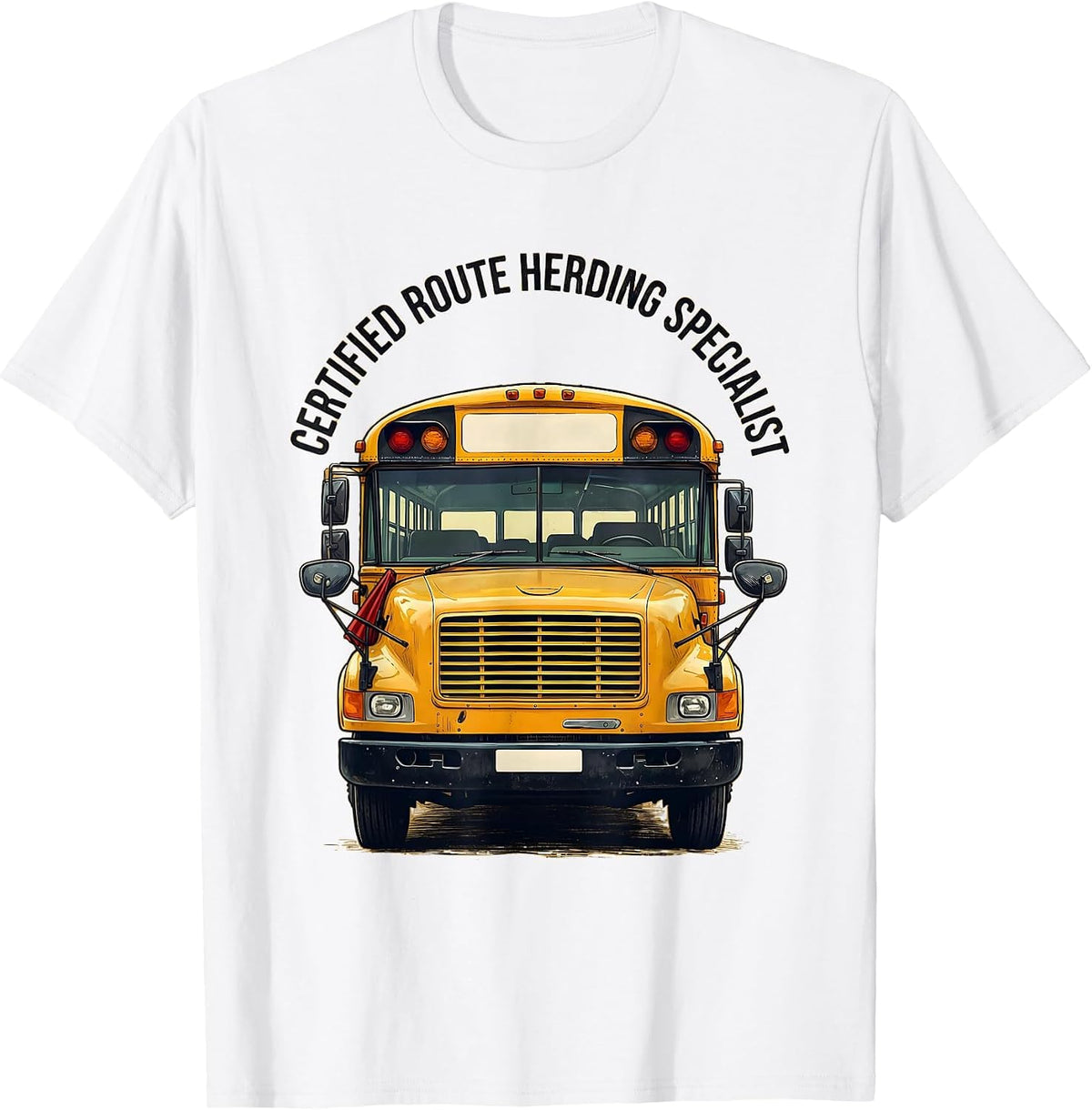 Men's Certified Route Herding Specialist Funny School Bus Driver T-Shirt - White