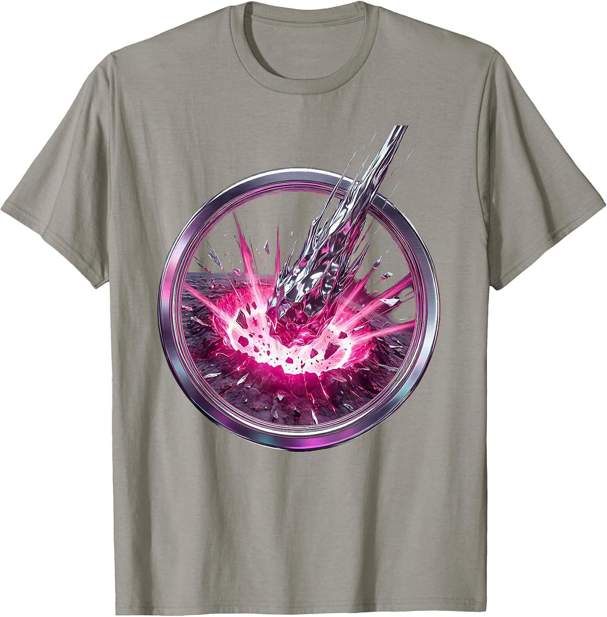 Men's Sparkle Smash Meteor Strike Glowing Crater T-Shirt - Slate Grey