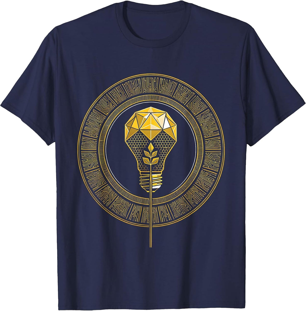 Autism Awareness Seedling Lightbulb Growth Art T-Shirt - Navy Blue