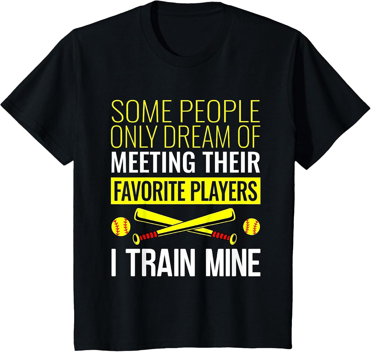 Funny Softball Coach Trainer Bat and Ball Sports Lover Quote T-Shirt - Black