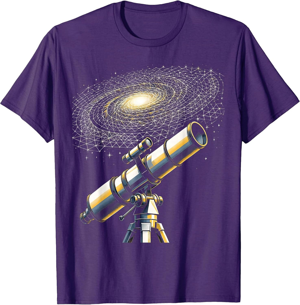 Science Teacher Telescope Galaxy Illustration T-Shirt - Purple