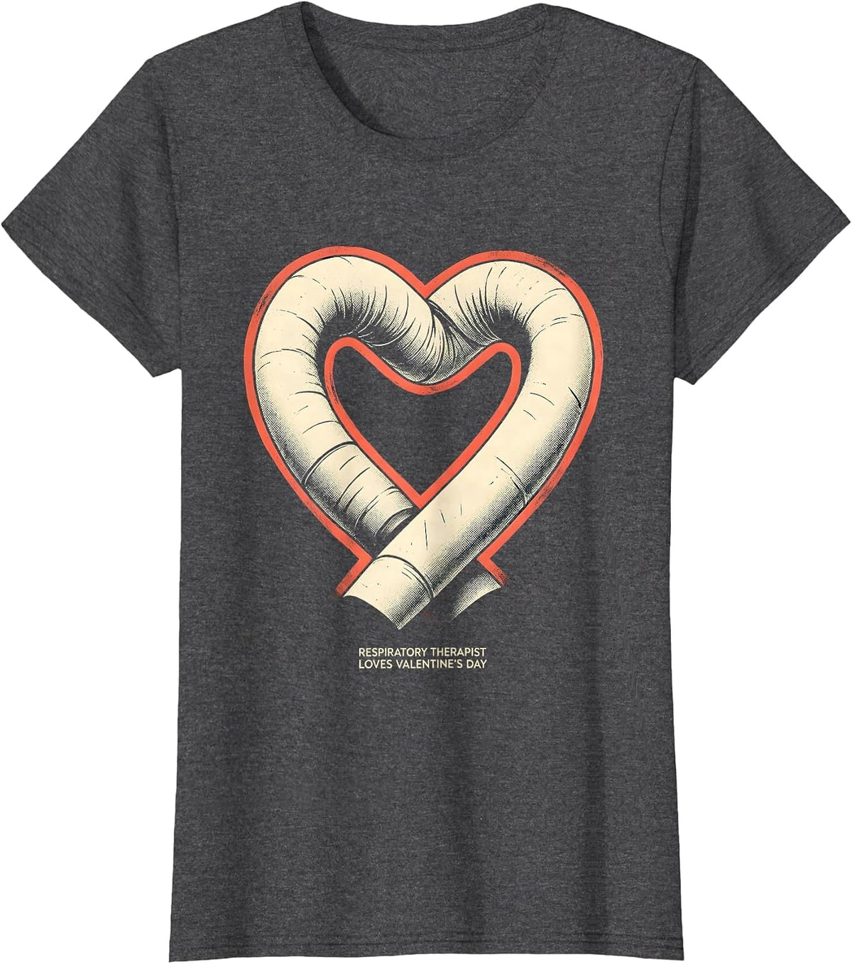 Women's Respiratory Therapist Loves Valentine's Day Heart T-Shirt - Dark Heather Grey