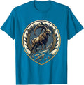 Mountain Goat Rocky Ledge Freedom Wildlife Design T-Shirt - Sapphire Blue