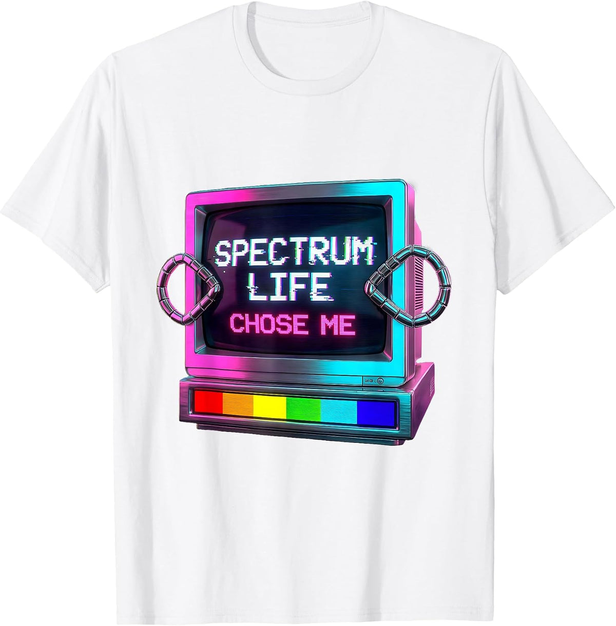 Men's Spectrum Life Chose Me Autism Awareness Design T-Shirt - White