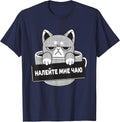 Russian Language Cat and Tea T-Shirt - Navy Blue